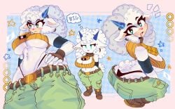 2d 2d_(artwork) 2d_artwork bell belly_button belt big_ass big_breasts big_butt big_hips big_thighs black_thong blue_eyes boots booty breasts bubble_ass cargo_pants cleavage cleavage_cutout cleavage_overflow curvaceous curvy curvy_body curvy_female curvy_hips eyelashes fingerless_gloves horns hourglass_figure hourglass_figured_female idw_publishing lanolin_the_sheep large_ass large_breasts miaval_tec pink_nose round_ass round_butt sega sheep_girl sheep_horns sonic_(series) sonic_the_hedgehog_(idw) sonic_the_hedgehog_(series) tail thin_waist top top_heavy underboob viewed_from_above viewed_from_below voluptuous voluptuous_anthro voluptuous_female white_fur white_hair white_wool wide_hips wide_thighs