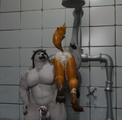 2boys 3d abs after_orgasm anthro armor balls bandage bara bear biceps big_balls big_penis canid canine canis clothing cum cum_in_ass cum_inside cum_on_penis ejaculation epic_games erection eye_patch eyewear fennix_(fortnite) finger_claws foreskin fortnite fox fur gay gay_male gay_sex genital_fluids genitals headgear headwear helmet hi_res humanoid_genitalia humanoid_penis male male/male male_focus mammal muscular muscular_anthro muscular_male naked nude open_mouth orange_body orange_eyes orange_fur overweight overweight_anthro overweight_male paws pecs penile penis polar_bear polar_patroller sex shower shower_room shower_sex showering tail teeth thick_penis true_fox ursid ursine white_body white_fur yaoi