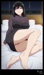 4k 8k adult ai_generated anime at barefoot beautiful between black body breasts call_of_the_night comfortably content detailed dress explicit expressive eyes face feet female full goth hair happy high home honda_kabura legs lying manicures masterpiece mature medium nails night nsfw pedicures quality resolution screencap skin thighs toe toes very view woman yofukashi_no_uta