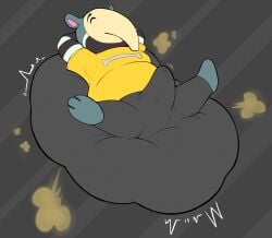 1male 2025 animal_crossing anteater anthro antonio_(animal_crossing) bean_bag bean_bag_chair bean_bag_pants boner boner_in_pants boner_under_clothes bulge bulge_through_clothing clothes_inflation clothing_inflation digital_drawing_(artwork) digital_media_(artwork) fart fart_cloud fart_fetish fart_inflation furry heathermactavish inflation legs_spread male nintendo pants pants_bulge precum precum_squirt precum_through_clothing relaxed relaxing tagme