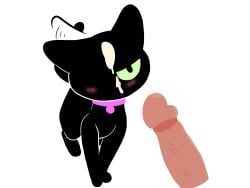 2026 4chan_anon ambiguous_gender annoyed black_body black_fur blush blush_lines bodily_fluids circumcised collar colored colored_line_art cum cum_drop cum_on_face digital_drawing_(artwork) digital_media_(artwork) digitigrade disembodied_penis domestic_cat duo ear_flick ear_motion extra_credits felid feline felis female_(lore) feral fur genital_fluids genitals green_eyes hi_res human human_on_feral humanoid_genitalia humanoid_penis interspecies looking_at_another looking_at_partner male male/ambiguous mammal motion_lines mouthless noseless one_eye_closed one_eye_visible penis purple_collar quadruped simple_background tail unknown_artist vein veiny_penis white_background white_line_art zoey_(extra_credits) zoophilia