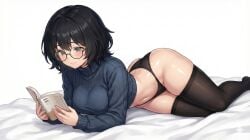ass big_ass big_breasts breasts censored female female_only glasses nerd sexy sexy_pose short_hair white_hair