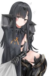 bangs black_dress black_hair breasts brown_eyes girls'_frontline mechanical_arm nyto_(girls'_frontline) nyto_adeline_(girls'_frontline) paradeus single_mechanical_arm