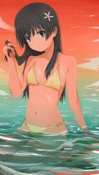 1girls 2d 2d_(artwork) 2d_artwork absurd_res absurdres afternoon arm_support bare_arms bare_belly bare_chest bare_hands bare_hips bare_midriff bare_navel bare_shoulders bare_skin belly belly_button bikini bikini_bottom bikini_only bikini_top black-haired_female black_hair blue-eyed_female blue_eyes breasts closed_mouth_smile clouds collarbone day daylight daytime digital digital_art digital_drawing digital_drawing_(artwork) digital_media digital_media_(artwork) drawing elbows exposed_arms exposed_belly exposed_chest exposed_hips exposed_midriff exposed_navel exposed_shoulders exposed_skin female female_focus female_only fingers flower flower_hair_ornament flower_in_hair flower_on_head hair_ornament hair_ornaments half_naked half_nude half_submerged halterneck head_tilt high_resolution high_school_student highres lean_figure legs_folded light_smile long_hair looking_at_viewer midriff musaki_(msaki666) naked naked_female naked_woman narrow_waist navel nipple_bulge nude nude_female nudity outdoor outdoor_nudity outdoors outside partially_submerged partially_submerged_legs petite petite_body petite_breasts petite_female petite_girl petite_tits saten_ruiko school_girl schoolgirl seiza semi_nude shoulders sitting sitting_on_floor sitting_on_ground sitting_on_knees sky slender_body slender_waist slim_female slim_waist small_breast small_breasts smile smiley_face smiling smiling_at_viewer solo string_bikini submerged_feet submerged_legs swimsuit swimwear teen_girl teenage_female teenage_girl teenager thighs tilted_head tiny_breasts to_aru_kagaku_no_railgun upper_body yellow_bikini yellow_bikini_bottom yellow_bikini_top yellow_swimsuit yellow_swimwear young_female young_woman