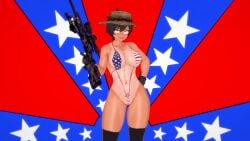 3d abs american_flag_bikini belly belly_button big_breasts bikini boonie_hat breasts dark-skinned_female dark_skin female female_only female_soldier fit fit_female flag_background gerwazy gun kneehighs koikatsu military muscular muscular_female pubic_hair pubic_tattoo rifle rokmc_chan sniper sniper_rifle soldier swimsuit swimwear tactical tactical_gear tactical_gloves tactical_nudity tan_body tan_skin tanline tanlines tattoo trimmed_pubic_hair weapon