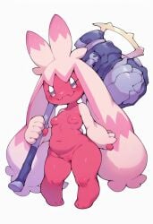 1female 1girl ai_generated anthro civitai draco92 female female_focus female_only looking_at_viewer nude nude_female pink_body pink_nipples pokemon pokemon_(species) small_breasts tinkaton video_games