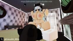 1boy 1girls 3d big_breasts black_hair boobjob cowgirl_position doggy_style roblox roblox_avatar roblox_studio robloxian self_upload video white_hair