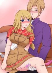 blonde_hair blue_eyes blush bokujou_monogatari braid clothed comic comic_cover dildo dominant_male farmer farmgirl ford_(harvest_moon) fully_clothed glasses harvest_moon harvest_moon:_trio_of_towns hidden_vibrator holly_(harvest_moon) kigetsumiya story_of_seasons story_of_seasons:_trio_of_towns tagme toy vibrator