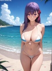 1girls 2d ai_generated bare_shoulders beach big_breasts bikini bikini_bottom bikini_top chest completely_nude completely_nude_female curvy curvy_figure cute detailed eyelashes eyeshadow fate/stay_night fate_(series) female female_focus fit fit_female hair_ornament high_quality large_breasts lips lipstick makeup mascara matou_sakura mature_female naked nero100 nipples no_bra no_panties no_pants no_underwear nude nudity outdoors purple_eyes purple_hair sagging_breasts seductive seductive_look sex stable_diffusion string_bikini tagme topless