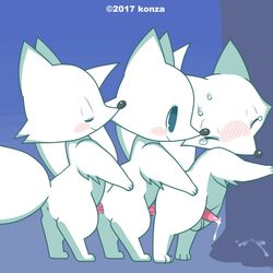 2017 anal anal_sex animated anus balls blush canine cum erection fox group group_sex konzaburou male mammal penetration penis precum sex threesome train_position yaoi