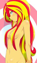 1girls 2024 aqua_eyes batipin breasts_covered colored_skin completely_nude equestria_girls eyebrows_visible_through_hair eyelashes_visible_through_hair female friendship_is_magic hair_covering_breasts hasbro long_hair my_little_pony naked nipples_covered nude red_hair small_breasts solo sunset_shimmer twitter_link two_tone_hair yellow_body yellow_hair yellow_skin