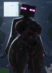 big_breasts curvy curvy_figure enderman enderwoman huge_breasts looking_at_viewer minecraft mmmmmkun voluptuous_female