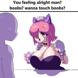 big_ass big_breasts boobs?_wanna_touch_boobs? brawl_stars breasts_bigger_than_head cat_ears cat_mouth cat_paws clothed clothed_breasts clothed_female colette colette_(brawl_stars) female female_focus female_only fung_enoki maid maid_headdress maid_outfit meme meme_reference pink_eyes pink_hair pinku_pawlette