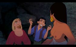 accurate_art_style breasts chel dark-skinned_female dark_skin dreamworks edit female male miguel_(the_road_to_el_dorado) nipples screenshot screenshot_edit the_road_to_el_dorado topless tulio_(the_road_to_el_dorado)