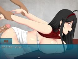 1boy 1girls animated black_hair breasts cum_inside game_cg huge_breasts long_hair nakadashi nipples penis penis_in_pussy sex tagme video