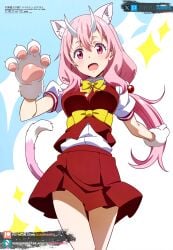 ai_generated blush cat_ears cat_paws cat_tail catgirl dressed female horns juanpiamvs long_hair medium_breasts open_mouth patreon patreon_username pink_eyes pink_hair shuna_(tensei_shitara_slime_datta_ken) smiling sparkles standing subscribestar subscribestar_username tensei_shitara_slime_datta_ken watermark