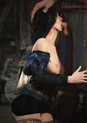 1boy 1girls 3d 3d_(artwork) blowjob fellatio female female_focus kneeling male penis sex the_witcher_(series) the_witcher_3:_wild_hunt wildynsfw yennefer