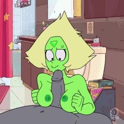 1boy 1girls animated artist_request cum cum_in_mouth cumming female gem_(species) masturbating masturbation peridot_(steven_universe) shortstack steven_universe tagme tiny_breasts