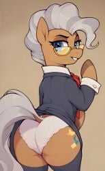 ai_generated ass ass_cutout cutout female female_only friendship_is_magic furry glasses hasbro looking_back mayor_mare_(mlp) my_little_pony panties pony scalieton self_upload smile white_hair