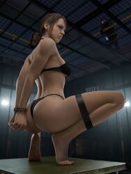 1girls 3d ass ass_focus bondage female female_focus metal_gear metal_gear_solid quick_e quiet_(metal_gear) restrained rope rope_bondage round_ass round_butt solo solo_female solo_focus squatting underwear