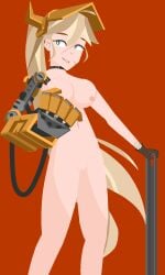 1girls big_breasts blonde_female blonde_hair cannon_master_tilly_(fortress_saga) choker cyborg edit edited edited_image fortress_saga green_eyes hair human mechanical_arm ponytail removed_watermark robotic_arm welding_mask wrench