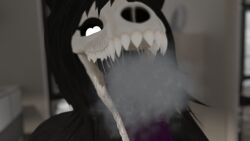 3d black_fur blurry_background breath close-up female heart_eyes mawshot open_mouth saliva_string scp-1471 scp_foundation solo tongue_out vrchat