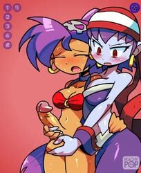 1futa 1girls 2d animated bottomless caressing_testicles crap-man female female_on_futa full-package_futanari futa_with_female futanari handjob intersex no_sound peachypop34 penis risky_boots shantae shantae_(character) shorter_than_30_seconds video