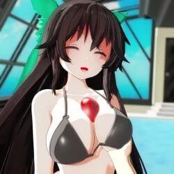 1girls 3d 3d_animation belly belly_button big_breasts breasts brown_hair curvy curvy_figure female female_focus hand_on_breast holding_breast light-skinned_female light_skin long_hair mofumoko5 no_sound pool red_eyes reiuji_utsuho ribbon ribbon_in_hair shorter_than_10_seconds smile smiling smiling_at_viewer swimsuit tagme that_pool third_eye touhou utsuho_reiuji very_long_hair video yokai youkai