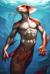 2024 ai_generated avaru fins fish fish_tail male male_focus male_only merfolk merman muscular_male navel underwater webbed_hands