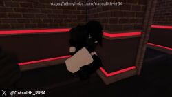 1boy 1girls against_wall black_hair blowjob catsulithr34 doggy_style missionary_position no_pants roblox roblox_avatar roblox_game roblox_studio robloxian rough_sex tagme video