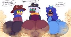 alula_(oneshot) ass bird biting_own_lip black_leggings brown_cloak cedric_(oneshot) cute drawful-s epic_butt fart niko_(oneshot) oneshot