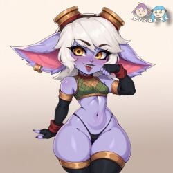 ai_generated big_ass crop_top dizelxl highres league_of_legends league_of_legends:_wild_rift shortstack simple_background slutty_outfit small_breasts thick_thighs thong tristana white_hair yordle