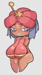 1girls 2024_pokemon_teraleak areola_bulge beta_pokemon_games big_breasts blue_eyes blue_hair blush brown_body brown_skin drawfag female flower game_freak gyaru gyarubi huge_breasts plant_girl pokemon sagging_breasts small_but_busty solo solo_female thick_thighs unknown_artist wide_hips