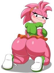 1girls amy_rose anthro ass bedroom_eyes big_ass bottom_heavy breasts bubble_butt classic_amy_rose clothing dat_ass fat_ass female female_only green_eyes half-closed_eyes huge_ass kneeling large_ass looking_at_viewer looking_back mechspazer no_panties on_knees pink_body pink_hair png shirt shoes skirt smile solo sonic_(series) sonic_the_hedgehog_(series) thick_ass thick_thighs upskirt white_background wide_hips