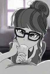 ai_generated blowjob cum_in_mouth equestria_girls eyeglasses friendship_is_magic human_male male my_little_pony penis pov twilight_sparkle_(mlp)