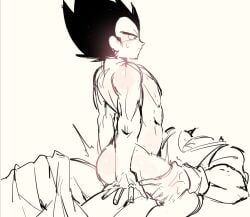 2boys blush dragon_ball dragon_ball_super dragon_ball_z gay male male/male male_only men mlm nude penis riding riding_cock riding_penis saiyan saiyan_male son_goku sweat twitter vegeta