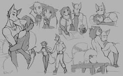 alcohol anthro bad_id bad_tumblr_id beverage big_breasts breasts canine clothed clothing duo female fox fur hair hug ice_skates male male_penetrating mammal monochrome original original_character original_characters penetration roman_(woadedfox) roza_(woadedfox) scarf sex sitting sketch_page smile spooning standing straight vaginal_penetration wine woadedfox year_request