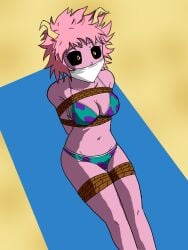 1girls ashido_mina bikini bikini_bottom bikini_only bikini_top damsel_in_distress gagged mina_ashido my_hero_academia racso_art solo solo_female solo_only tied_up