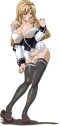 00s 1girls academy_uniform_(bible_black) bible_black black_thighhighs blonde_hair blush bra breasts cleavage covered_erect_nipples drill_curls drill_hair drill_locks embarrassed female full_body green_eyes groin hair_intakes large_breasts leaning lingerie long_hair mary_janes no_pants off_shoulder official_art open_clothes open_shirt panties panty_pull pinup ringlets school_uniform shiraki_rika shirt shoe_dangle shoes shy simple_background socks solo standing student_council_president suspenders thigh_socks thighhighs underboob underwear undressing white_bra white_panties white_socks yoshiten