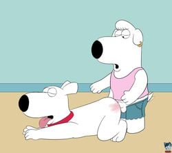 ass balls brian_griffin canine family_guy hand_print jasper_(family_guy) male mammal penis spanking tongue tongue_out yaoi