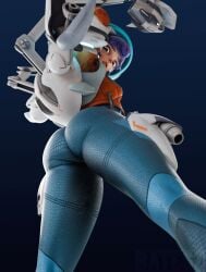 1girls 3d 3d_(artwork) ass batesz big_ass blizzard_entertainment breasts bubble_butt fully_clothed juno_(overwatch) looking_down low-angle_view multicolored_hair overwatch overwatch_2 petite petite_body small_breasts solo spacesuit tagme thick_thighs tight_clothing wide_hips