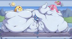 2girls azelf bbw big_breasts breasts female huge_breasts mesprit oran_berry overweight pokemon pokemon_(species) pokemon_dppt tagme thick_thighs uxie veryfilthything wide_hips