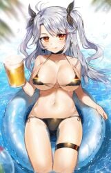 1girls azur_lane bare_arms bare_belly bare_chest bare_hands bare_hips bare_knees bare_legs bare_midriff bare_navel bare_shoulders bare_skin bare_thighs beer beer_mug belly belly_button bikini bikini_bottom bikini_only bikini_top black_bikini black_bikini_bottom black_bikini_only black_bikini_top black_choker black_hair_ribbon black_ribbon black_side-tie_bikini black_string_bikini black_swimsuit black_swimwear black_thighband blush blush blush_lines blushing_female breasts choker cleavage collarbone dot_nose earrings elbows eyebrows_visible_through_hair female female_focus female_only fingernails fingers gijang glass grey_eyebrows grey_hair grey_hair_female groin hair_ribbon half_naked high_resolution highres hourglass_figure knees large_breasts legs light-skinned_female light_skin long_hair looking_at_viewer mole mole_on_breast naked naked_female navel nude nude_female orange_eyes orange_eyes_female parted_bangs prinz_eugen_(azur_lane) prinz_eugen_(unfading_smile)_(azur_lane) pussy ribbon shoulders side-tie_bikini silver_hair silver_hair_female slender_body slender_waist slim_girl slim_waist smile smiling smiling_at_viewer solo string_bikini swimsuit swimwear thick_thighs thighband thighs thin_waist tongue tongue_out twintails twintails_(hairstyle) underboob upper_body v-line water wet wet_belly wet_bikini wet_body wet_breasts wet_face wet_hair wet_legs wet_pussy wet_skin wet_thighs wide_hips