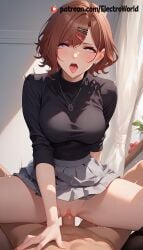 1boy ai_generated cum_in_mouth electroworld higuchi_madoka idolmaster moaning nude pussy_juicecowgirl_position riding_penis ridingvaginal_penetration shy1girl