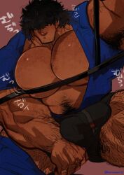 armpit_hair balls bara big_balls big_muscles big_penis bulge flaccid male male_only marototori muscles muscular penis solo solo_male