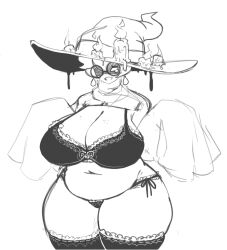 glasses huge_ass huge_breasts monochrome oc original original_character sewerseraph tagme tall waxine