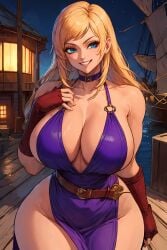 1girls 2d ai_generated big_breasts blonde_hair blue_eyes bonne_jenet breasts choker cleavage dress female gloves hand_on_breast hand_on_chest hips hourglass_figure huge_breasts king_of_fighters large_breasts long_hair smile snk solo source standing tampopo thick_thighs thighs wide_hips