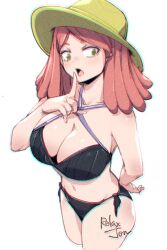 1girls armpits belly belly_button bikini bikini_bottom bikini_only bikini_top black_bikini black_bikini_bottom black_bikini_only black_bikini_top black_string_bikini black_swimsuit black_swimwear boku_no_hero_academia breasts cleavage collarbone dot_nose elbows female female_focus female_only fingers groin half_naked hand_on_face hand_on_hip hand_on_own_face hand_on_own_hip hat hatsume_mei high_resolution highres hourglass_figure large_breasts legs light-skinned_female light_skin long_hair looking_at_viewer mei_hatsume my_hero_academia naked naked_female navel nude nude_female open_mouth parted_bangs pink_eyebrows pink_hair pink_hair_female pussy relaxjon shoulders side-tie_bikini simple_background slender_body slender_waist slim_girl slim_waist solo standing string_bikini swimsuit swimwear thick_thighs thighs thin_waist tongue upper_body v-line white_background wide_hips yellow_eyes yellow_eyes_female