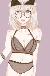 brown_eyes female food_fantasy hat milk_tea_(food_fantasy) underwear_only white_hair white_hair_female