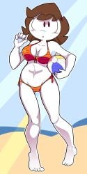 1boy 1girls bathing_suit beach beach_ball big_breasts feet half-dressed happylikeawall johnga_(sidings) oc water youtube